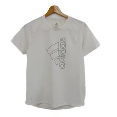 アディダス 半袖Ｔシャツ トップス ロゴT エアロレディ スポーツウエア レディース Lサイズ 白×黒 adidas 【中古】
