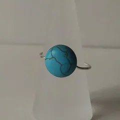 NO334 天然石ターコイズリング・12mm・フリーサイズ