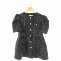 セルフォード CELFORD ペプラムハーフスリーブジャケット ノーカラー 38 ブラック /HK ■OS