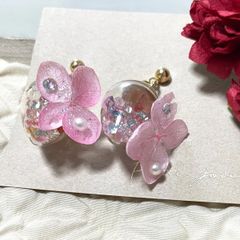 no.1246ꕤ︎︎‪キラキラクローバーデザインレジンヘアゴムꕤ︎︎ピンク‬