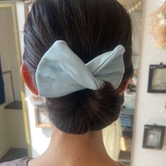簡単！ お団子ヘアメーカー シニヨンメーカー 水色 デフトバン デニム