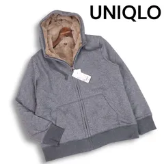 新品 未使用★ UNIQLO ユニクロ 秋冬 裏起毛 ボア スウェット フルジップ パーカー Sz.XL　レディース グレー 大きいサイズ