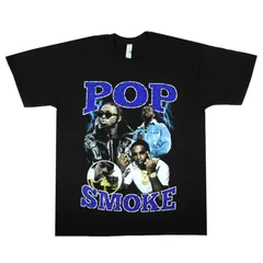 メンズ Tシャツ POP SMOKE RAP TEE ポップ スモーク ラップ Tシャツ ブラック 黒 ブルー 青 ラッパー アーティスト WESTSIDE 西海岸 チカーノ ローライダー ギャングスタ レディース