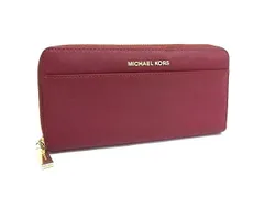 ■美品■ MICHAEL KORS マイケルコース レザー ラウンドファスナー 長財布 ウォレット レディース レッド系 DG6353