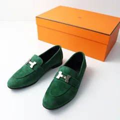 【値下げ】良品 定番アイテム エルメス HERMES パリ シルバー金具 コンスタンス スウェードレザー ローファー 36(23cm)グリーン//【2400014303643】のサムネイル