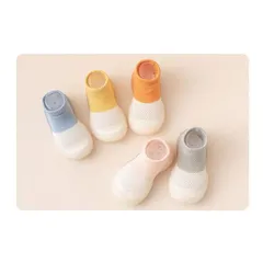 13.5cm ソックスシューズ ファーストシューズ 子供 子ども ベビー 赤ちゃん 男の子 女の子 靴 くつ リブ シリコン ツートンカラー ブルー ピンク 