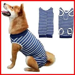 犬服 春夏 薄地サラサラ術後服ロンパース桃柄ウェア ブルーXXL