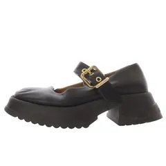 マルニ MARNI メリージェーンシューズ プラットフォーム チャンキーヒール ストラップ レザー 38 ブラック /YO5のサムネイル
