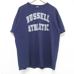 XL/古着 ラッセル 半袖 ビンテージ Tシャツ メンズ 00s クルーネック 紺 ネイビー 25jun17 中古