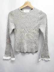 ◇ ⊆ Donoban ドノバン コットン 長袖 リブニット サイズF グレー系 レディース E  【1508060006103】