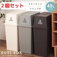 【２個セット】　ゴミ箱 おしゃれ キッチン 45リットル スリム 分別 フタ付き ダストボックス 北欧 白 ナチュラル 洗える 丸洗い シンプル 前開き 屋内 室内 大容量 大型 45L 蓋付き 安い 人気 おすすめ