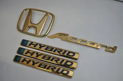 ＣＲ７　アコードハイブリッド　ゴールドメッキエンブレムリア5点ＳＥＴ　　INVENTER/grow/メッキ/ブラッククローム/ゴールド/車エンブレム/車パーツ/