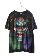 【お得なクーポン配布中!】 00s ★ リキッドブルー ピエロ イラスト オールオーバー プリント Tシャツ メンズ L 古着 オールド 当時物 大判 キャラクター アート 総柄