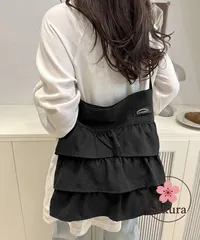 フリルショルダーバッグ ティアードバッグ ショルダーバッグ レディース 2WAY 肩掛け カバン 大容量 斜め掛鞄 A4収納可 大人可