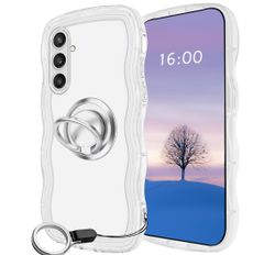 新品 Galaxy A53 ケース クリア ウェーブ リング付き TPU波状のバンパー 透明 スマホケース かわいい うねうね ギャラクシー A53 ウェーブ デザイン 可愛い 韓国 女性用 薄型 人気 おしゃれ 耐衝撃 GalaxyA53 ストラップホール付