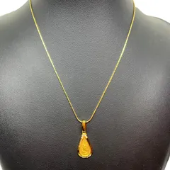 【管34419】YSL ロゴ 雫型 ラインストーン ペンダント ネックレス ゴールドカラー Yves Saint Laurent イヴ サンローラン