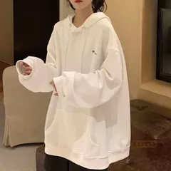 パーカー プルオーバー オーバーサイズ 無地 トップス パーカ ゆったり フード付き 黒 白 長袖 ファッション レディース 春秋 yg200