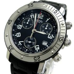 エルメス クリッパーダイバー クロノグラフ メンズ 黒 CL2.915 箱 保証書 HERMES クォーツ 稼動品