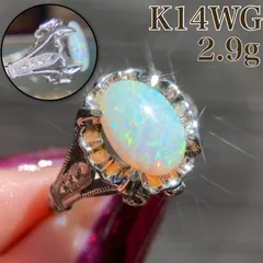 【買取店】K14WG レトロ オパール 花 デザイン 8号 2.9g C2080