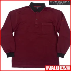 日本製 バーバリーゴルフ ポロシャツ M メンズ 赤 ゴルフシャツ TJ972