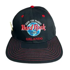 【キャップ/帽子】Hard Rock CAFE Orlando (ハードロックカフェ オーランド店) ビンテージキャップ　トラッカー 缶バッジ付き ブラック 黒 レッド 赤 ライトブルー 水色