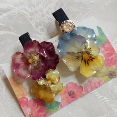 パンジー、ビオラ本物のお花のヘアピン 髪飾り 七五三 発表会 卒園式 デートに