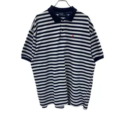 Polo Ralph Lauren 半袖 ボーダー ポロシャツ 3XL ホワイト ポロラルフローレン ビッグサイズ 古着卸 アメリカ仕入 a707-5019