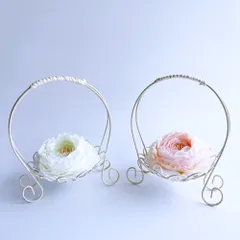 サーバーバスケットのリングピロー S ２個セット ピンク＆ホワイトのお花