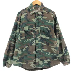 古着 70~80年代 ファイブブラザー FIVEBROTHER 迷彩柄 ウッドランドカモ 中綿入り 長袖 ライトネルシャツ USA製 メンズL相当/eaa526895