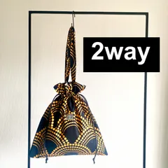 アフリカ布の2way巾着バッグ 2KB-87