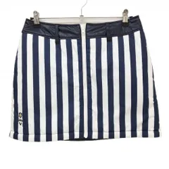 【超美品】キャロウェイ 中綿リバーシブルスカート ネイビー×白 ストライプ 裏ネイビー  レディース L ゴルフウェア Callaway