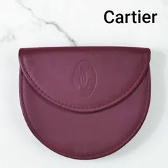 ☆未使用☆ Cartier マストライン ケース ボルドー レザー 丸型 MUST DE CARTIER 未使用品 Cartier カルティエ マストライン コイン