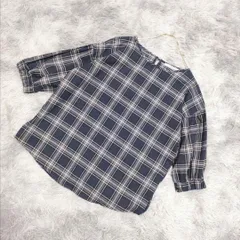 【良品】E hayphen world gallery  イーハイフンワールドギャラリー  チュニック【F】チェック柄  カジュアル  レディース  青系  ブルー【送料無料】のサムネイル