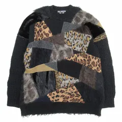 美品 22aw ジュンヤワタナベ コムデギャルソン JUNYA WATANABE パッチワーク ニット レオパード柄 クレイジーパターン セーター ルーズシルエット M 黒 ブラック 茶 JJ-N034/■K66/メンズ/TKYのサムネイル