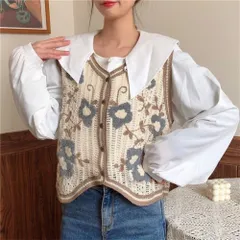 ☆ G×ベージュ ☆ ベスト ニット クロシェ 編み おしゃれ ベスト ボタン付き 前開き レディース ニットベスト ニット 花柄ニット 前あきベスト ノースリーブ 花柄 フラワー 重ね着 レイヤード 春 秋 冬 カジュアル Vネック おしゃれ 大人 かわいい