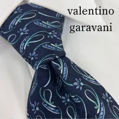 《美品》valentino garavani (ヴァレンティノ ガラヴァーニ) シルクネクタイ 総柄  花 紺 水色