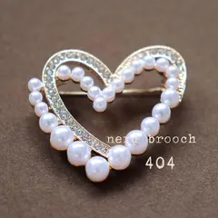 ダブルハートのブローチ　パール キラキラ かわいい新品 ガーリー コサージュ サークル ゴールド NerD
