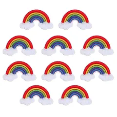 WATASHINO ワッペン 虹 女の子 アップリケ アイロン接着 セット レインボー 入園 目印 (虹10枚セット) [虹10枚セット]
