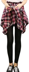 B-talk(ビートーク) １０分丈 おしゃれ レギンス チェック シャツ 腰巻 風 パギンス レディース ストレッチ レッド ブラック 赤 黒( レッド/ブラック,  Free Size)