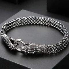 龍頭チェーンブレスレット シルバー×ゴールド ドラゴン メンズ 