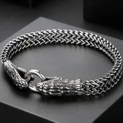 メンズ ステンレススチール ブレスレット ゴシック スネークチェーン 蛇デザイン アクセサリー 耐久性 磨き上げ 金属 ジュエリー 日常使い パーティー ギフト