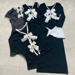 【4点まとめ売り】SHEIN シーイン レディースMサイズ リブニット ロングワンピース ノースリーブ カーディガン 半袖 ミニワンピース ドット 水玉 リボン ビッグリボン ガーリー ギャル ロリータ JC JK ハロウィン コスプレ リンクコーデ お揃い