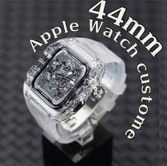 透明　アップルウォッチバンド ラバーベルト カバー　Apple Watch ケース  44mm スポーツ