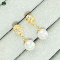 13‐57】ダイヤモンド パール ピアス D0.2ct（2way)【中古 