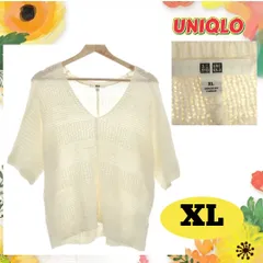 ユニクロ UNIQLO トップス カットソー ニット 七分袖 Vネック サイズXL ホワイト 古着 レディース