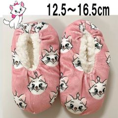 新品 12.5〜16.5cm ★ コストコ もこもこ ルームシューズ ディズニー マリー 総柄 ピンク ボア 滑り止め 3～5歳 子供用 キッズ ガールズ スリッパ ソックス 猫 ねこ キャット Disney MARIE SLIPPER SOCKS 室内 防寒