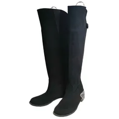 【良品】ESPERANZA　ニーハイブーツ　ロングブーツ　スエード調　ブラック　高さ50㎝　日本製　L（およそ24.0cm）