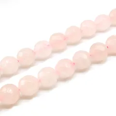 「1連 15cm」 ローズクォーツ 64面カット (クリーム) 10mm パワーストーン バラ売り 天然石 パワーストーン 連売り