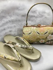 «花ラブリ»FBZN97G　草履・バッグセット　新品　振袖向き　草履　バッグ　成人式　ＬＬ　２４ cm  卒業式　結婚式