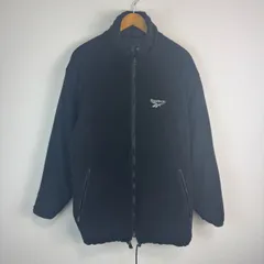 Reebok リーボック ワンポイントロゴ ロゴ刺繍 リバーシブル キルティングジャケット フリースジャケット メンズ ブラック 古着 ストリート オーバーサイズ